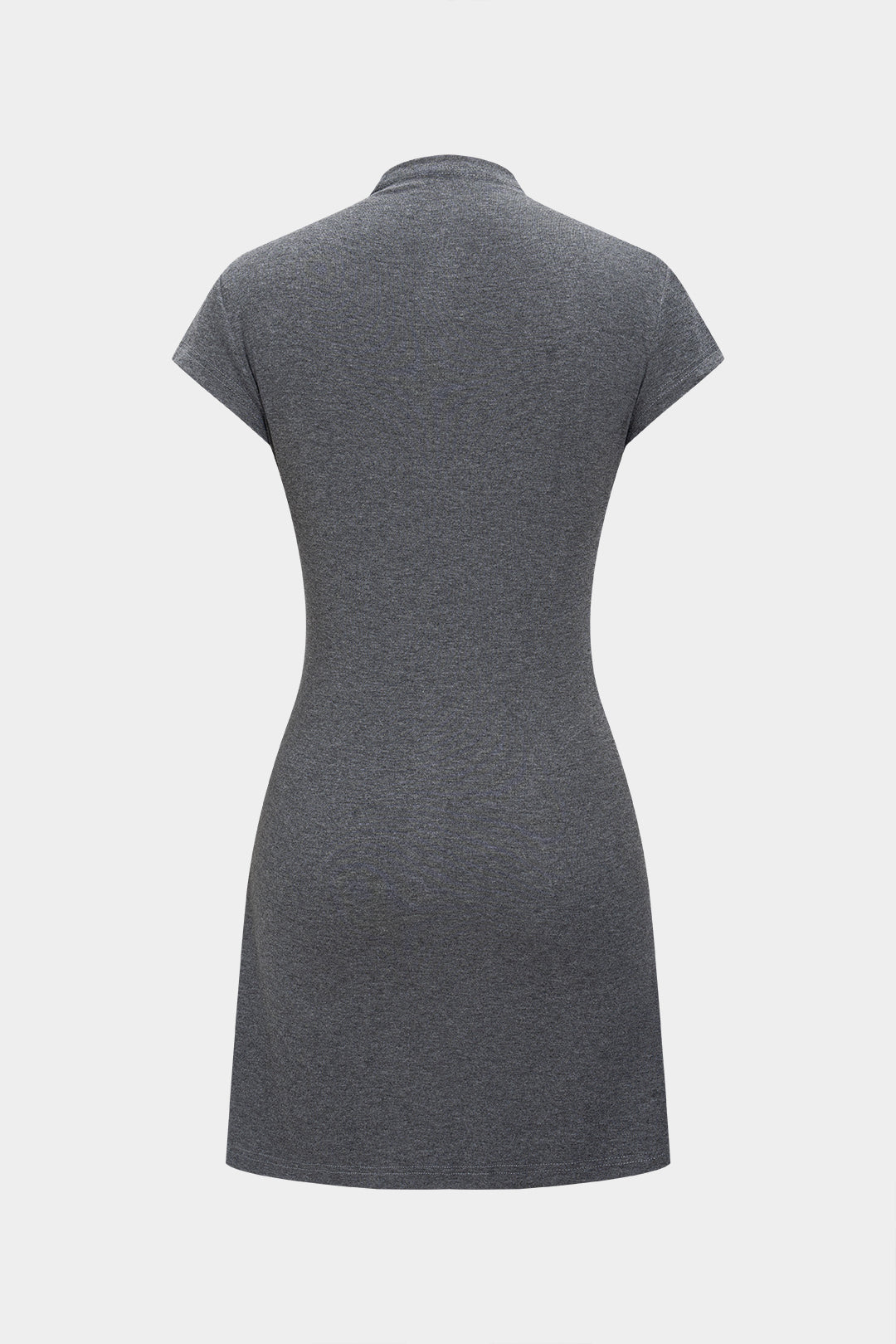 Color A-line Button Short Sleeve Mini Dress