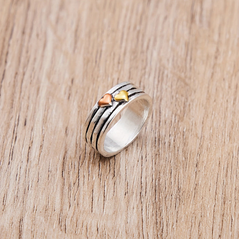 Romantic Two Tone Heart Ring