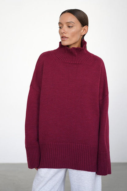 Color Turtleneck Knit Sweater