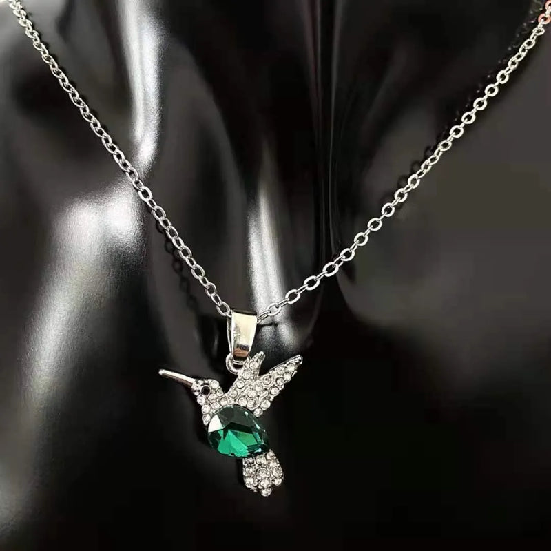 Elegant Emerald Hummingbird Necklace