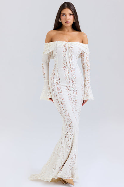 Lace Off-shoulder Midi Dress