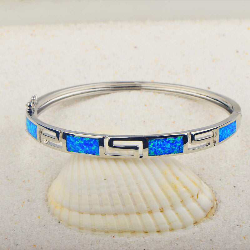 Blue Opal Bangle Bracelet