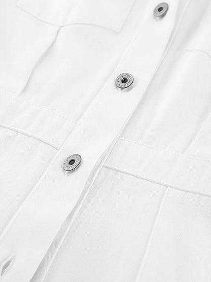 Cotton Belted White Utility Blouse
