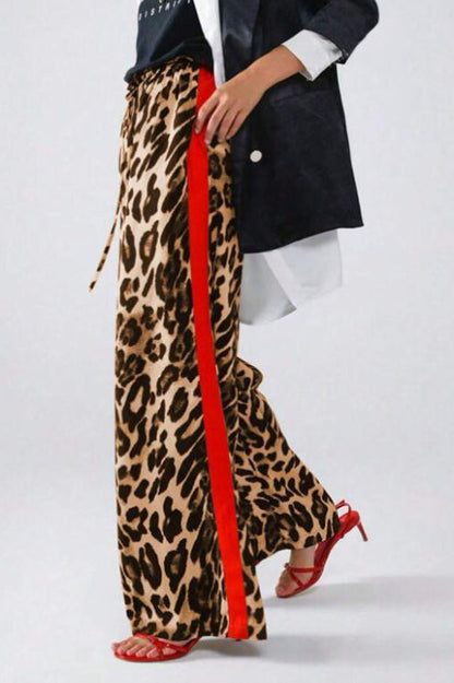 Leopard Print Relaxed Wide Leg Pants