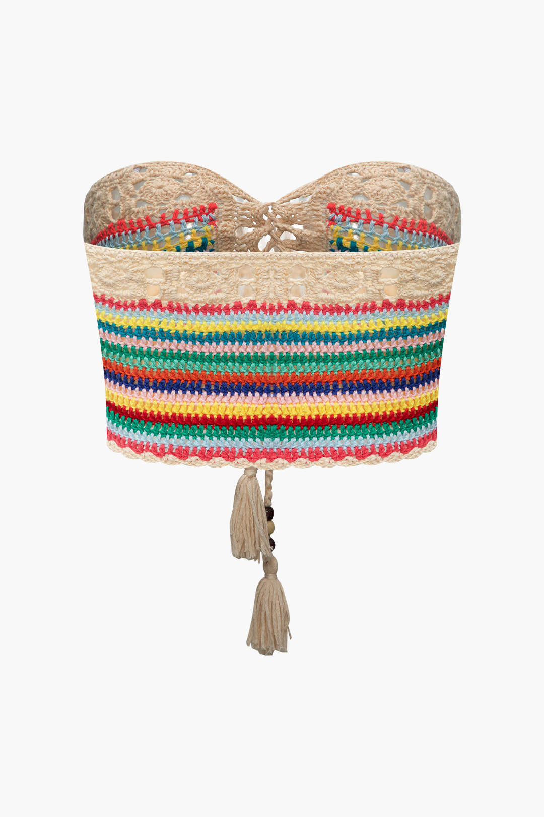 Rainbow Crochet Tie Front Tube Top & Shorts Set