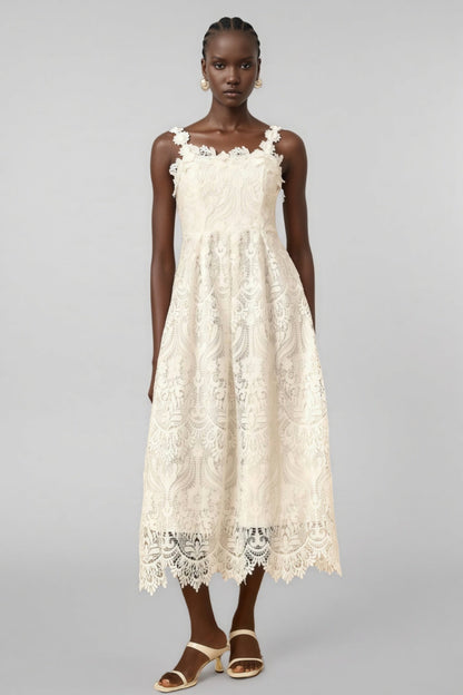 Harlin White Lace Maxi Dress