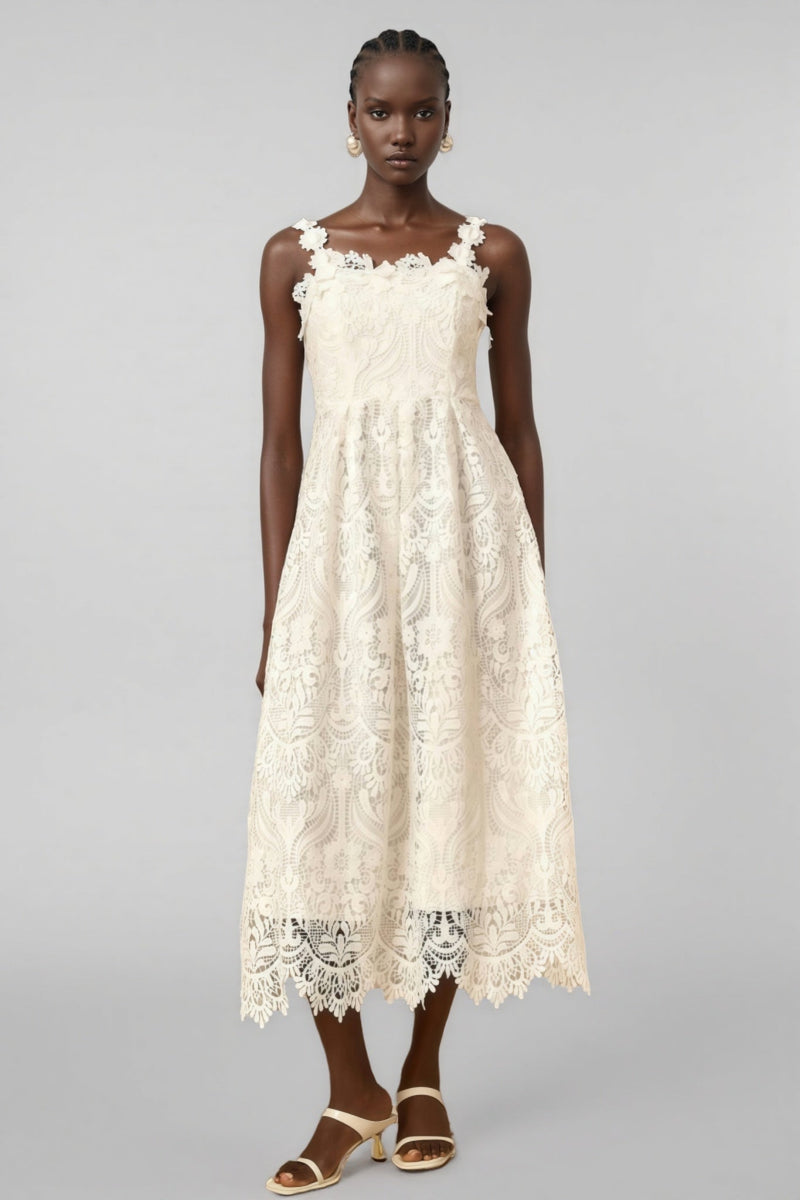 Harlin White Lace Maxi Dress
