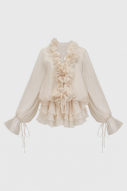 Elsonv 3d Lantern Sleeve Mini Dress