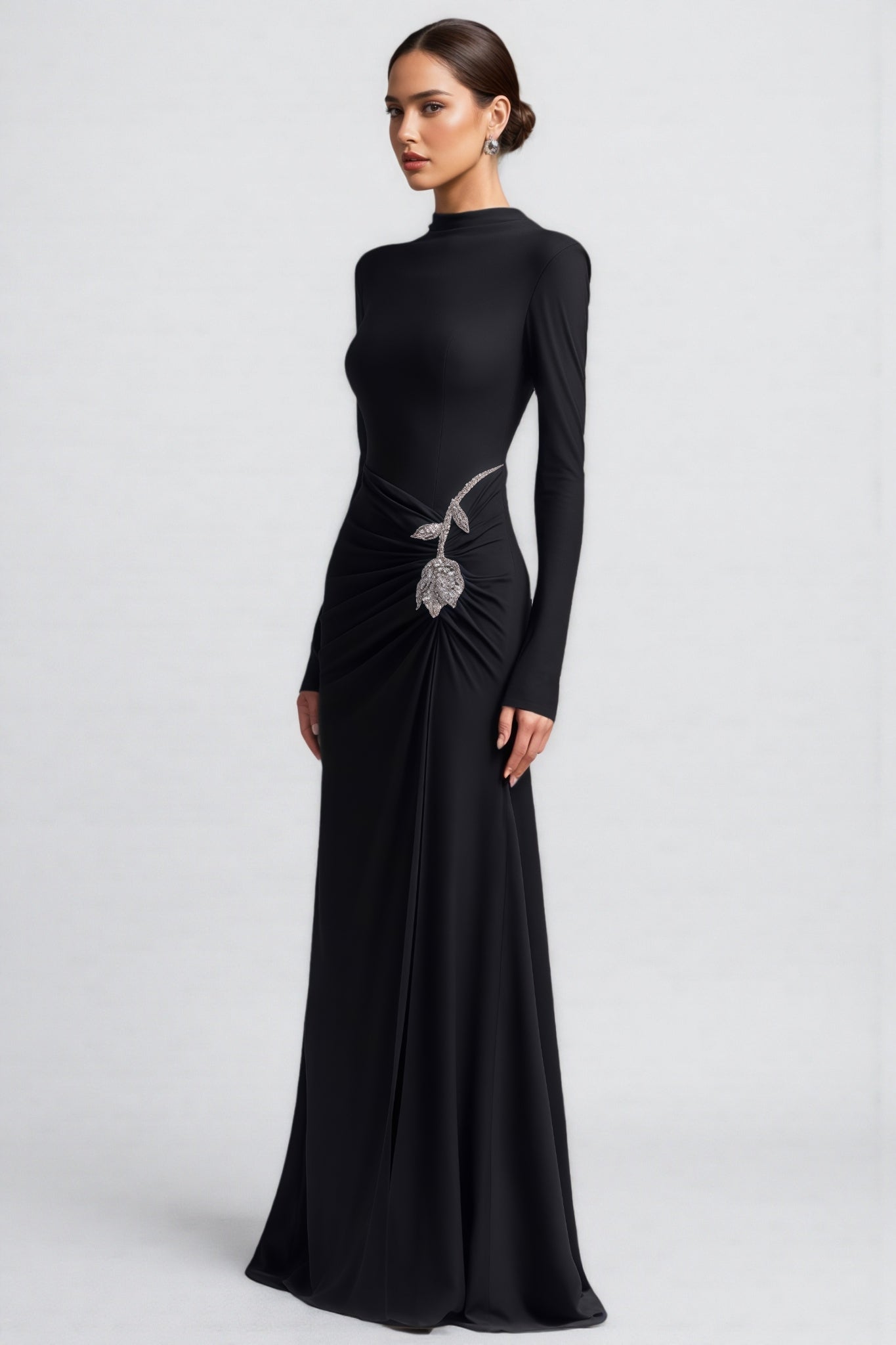 Dulio Black Rhinestone Maxi Dress