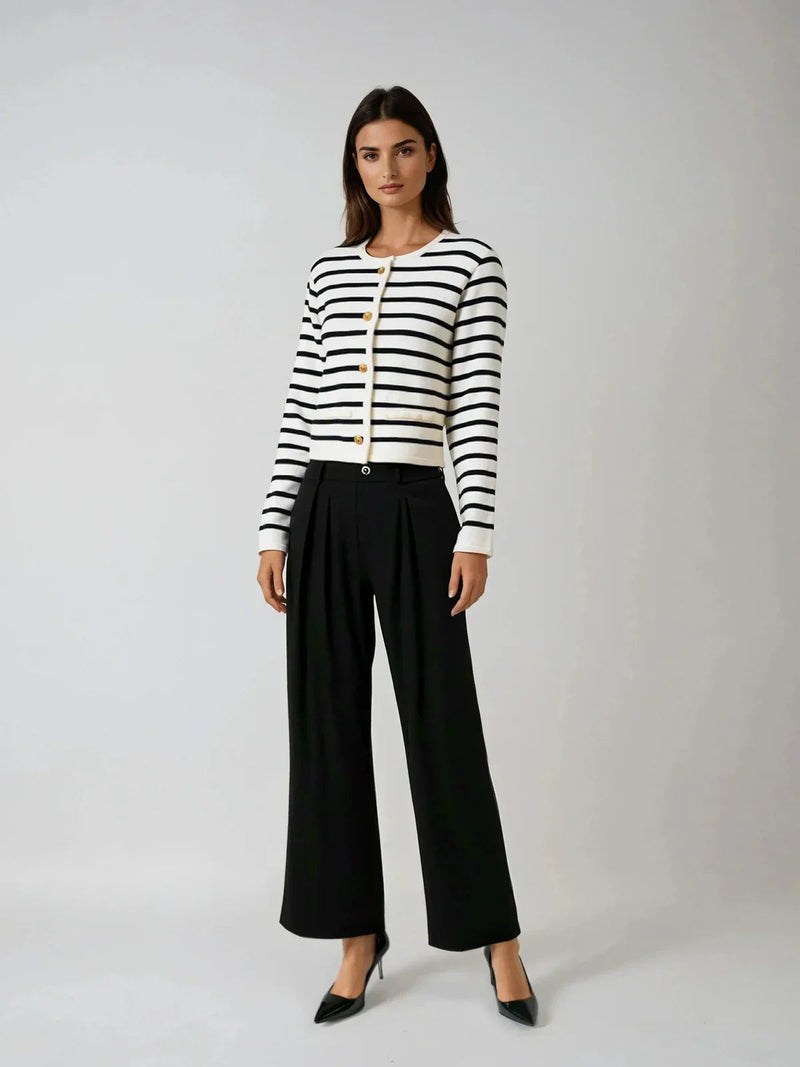 Classic Stripe Button-up Knitted Cardigan