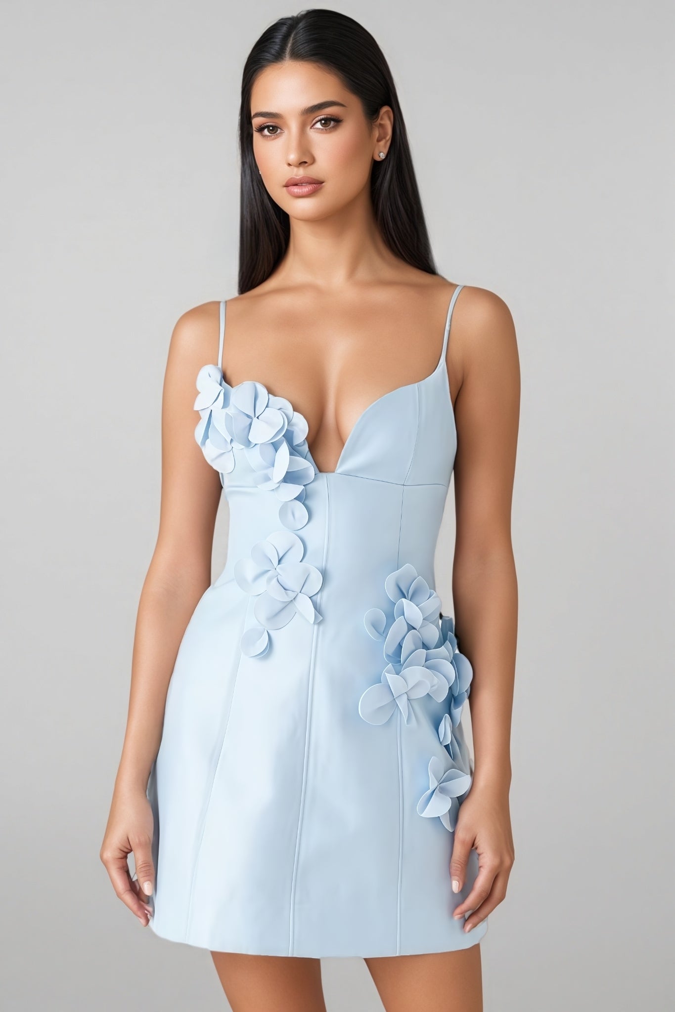 Raldris Blue Backless 3d Mini Dress
