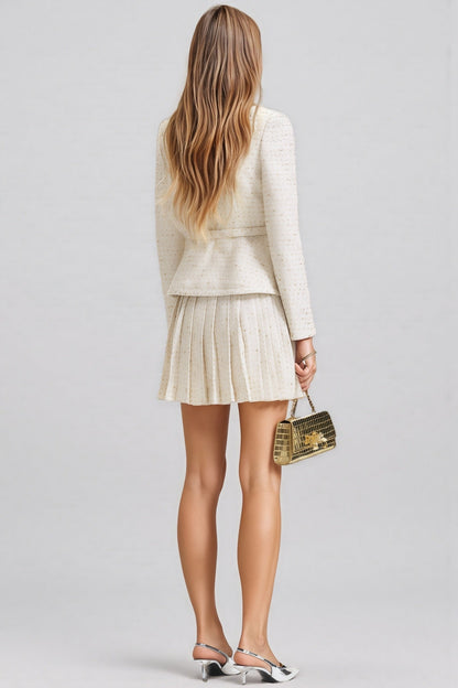 Taryn V-neck Waistline Pleated Mini Dress Set