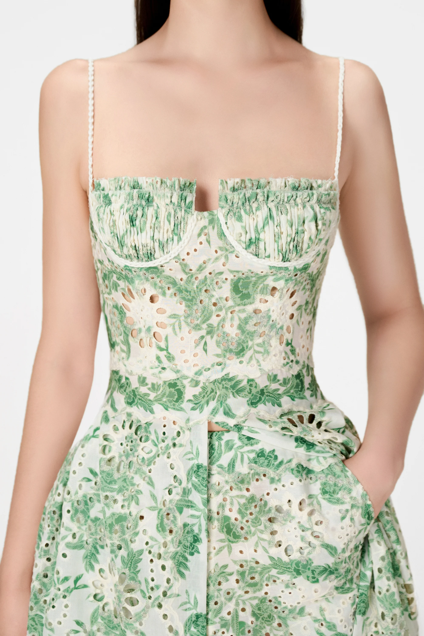 Abetzi Embroidered Shorts & Maxi Dress Set - Green