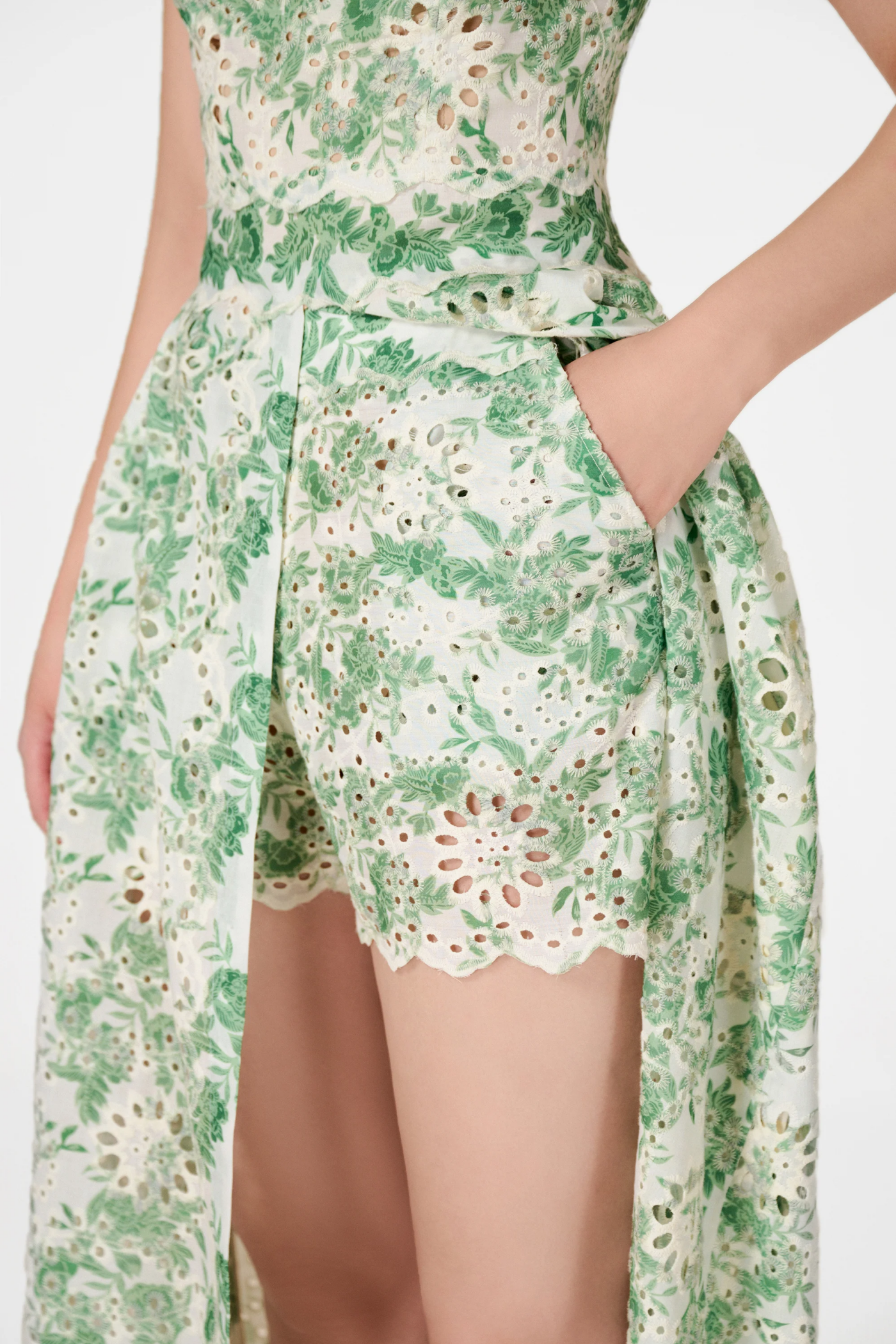Abetzi Embroidered Shorts & Maxi Dress Set - Green