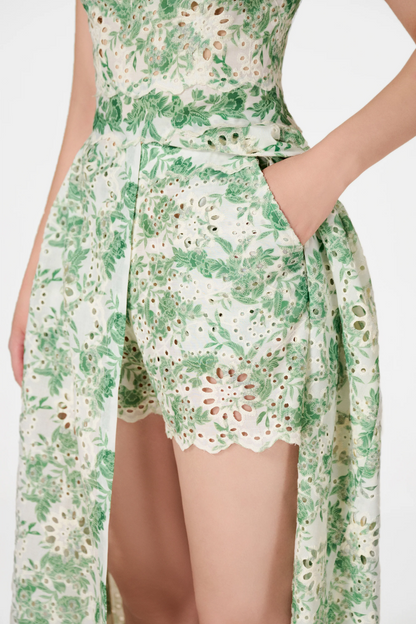 Abetzi Embroidered Shorts & Maxi Dress Set - Green