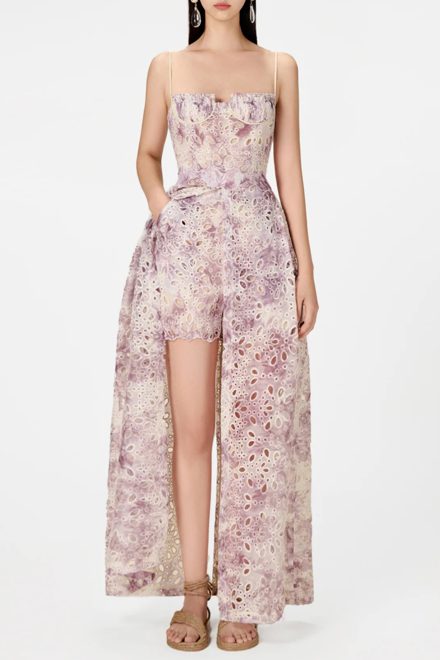 Abetzi Embroidered Shorts & Maxi Dress Set - Purple