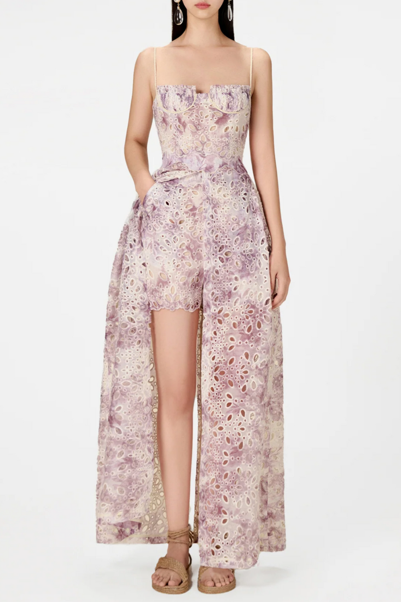 Abetzi Embroidered Shorts & Maxi Dress Set - Purple