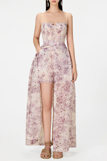 Abetzi Embroidered Shorts & Maxi Dress Set - Purple