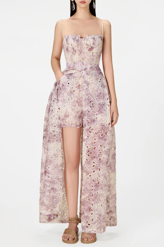Abetzi Embroidered Shorts & Maxi Dress Set - Purple