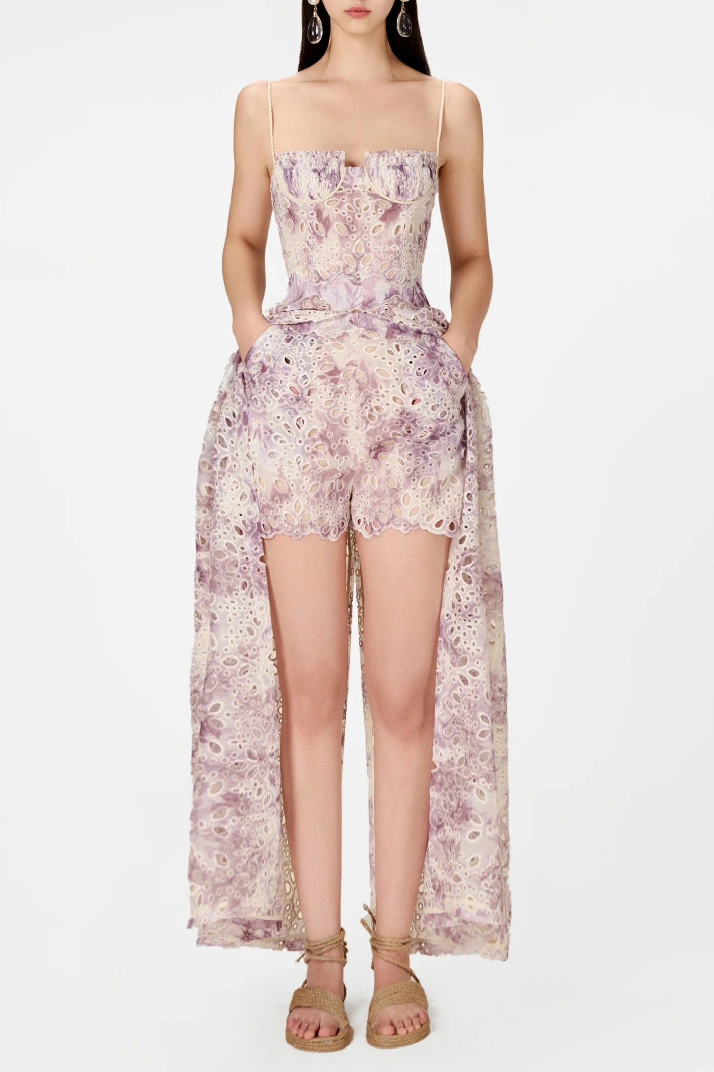 Abetzi Embroidered Shorts & Maxi Dress Set - Purple