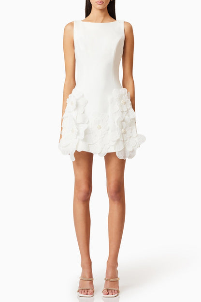 Adalgisa Appliqué Mini Dress - White