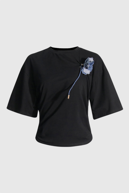 Adrienne Ruched T-shirt - Black