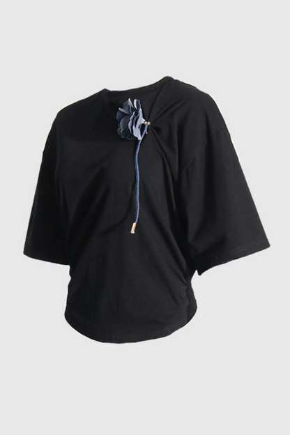 Adrienne Ruched T-shirt - Black