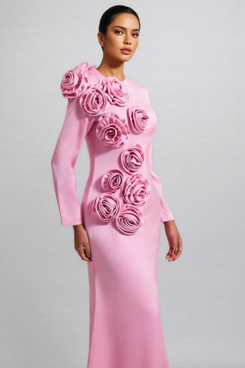 Samala 3d Satin Maxi Dress
