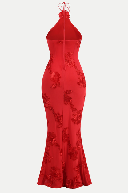 Aenkins Halter Maxi Dress - Red