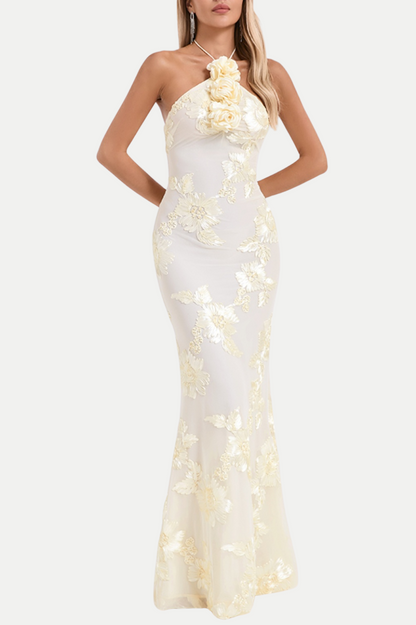 Aenkins Halter Maxi Dress - Beige