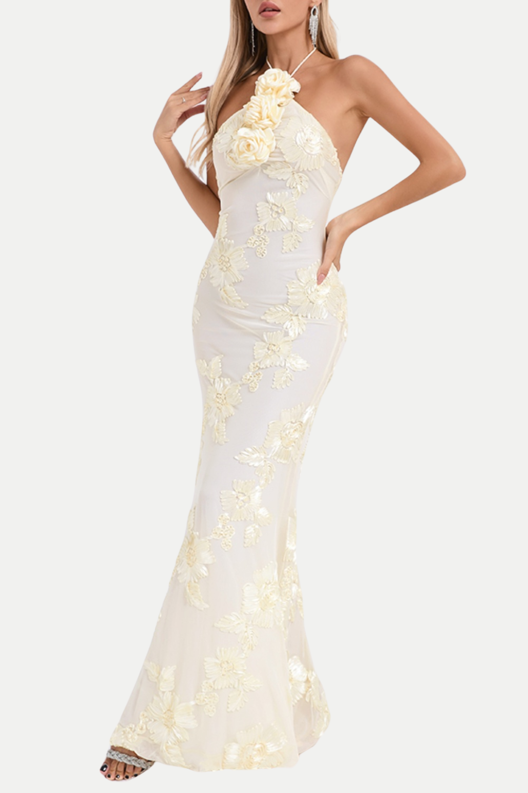 Aenkins Halter Maxi Dress - Beige