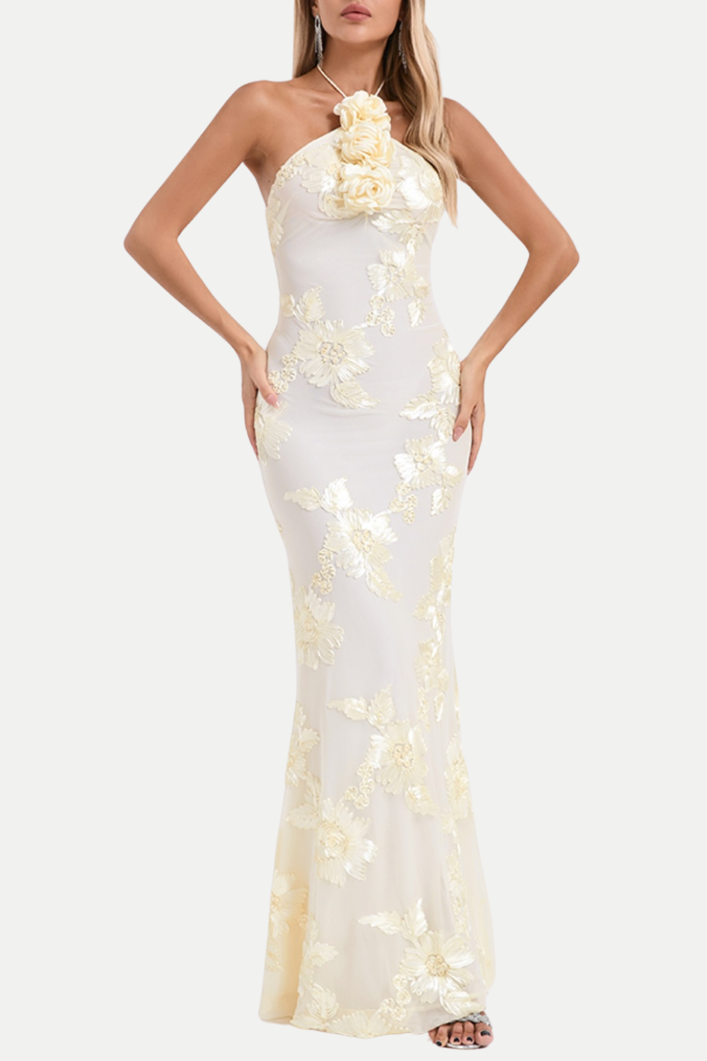 Aenkins Halter Maxi Dress - Beige