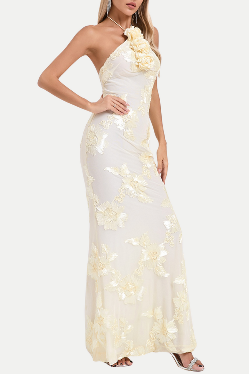 Aenkins Halter Maxi Dress - Beige