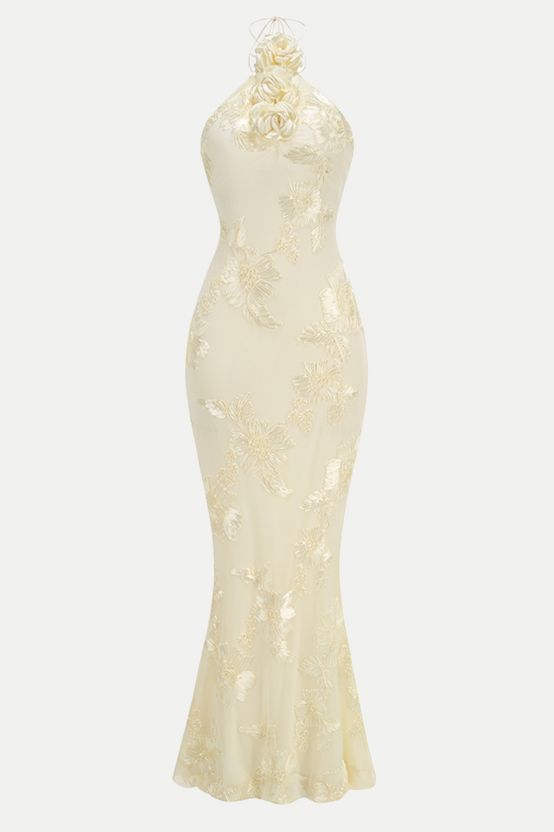 Aenkins Halter Maxi Dress - Beige