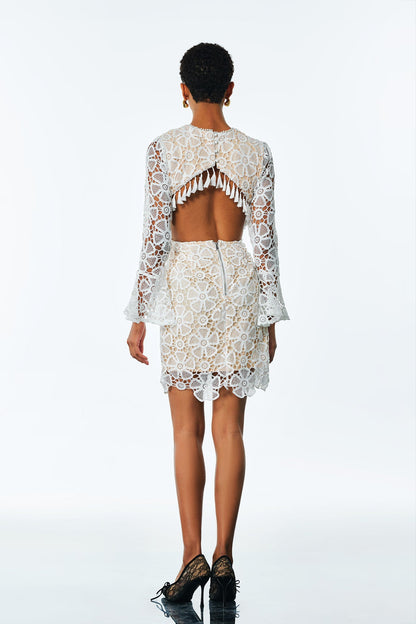 Agnes Cutout Embroidered Flower Mini Dress