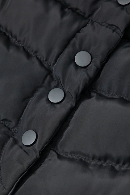 Aily Black Button Up Puffer Mini Skirt