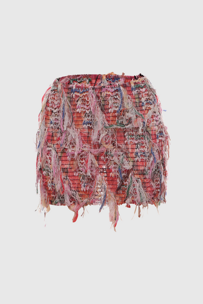 Alianna Fringe Stripe Mini Skirt