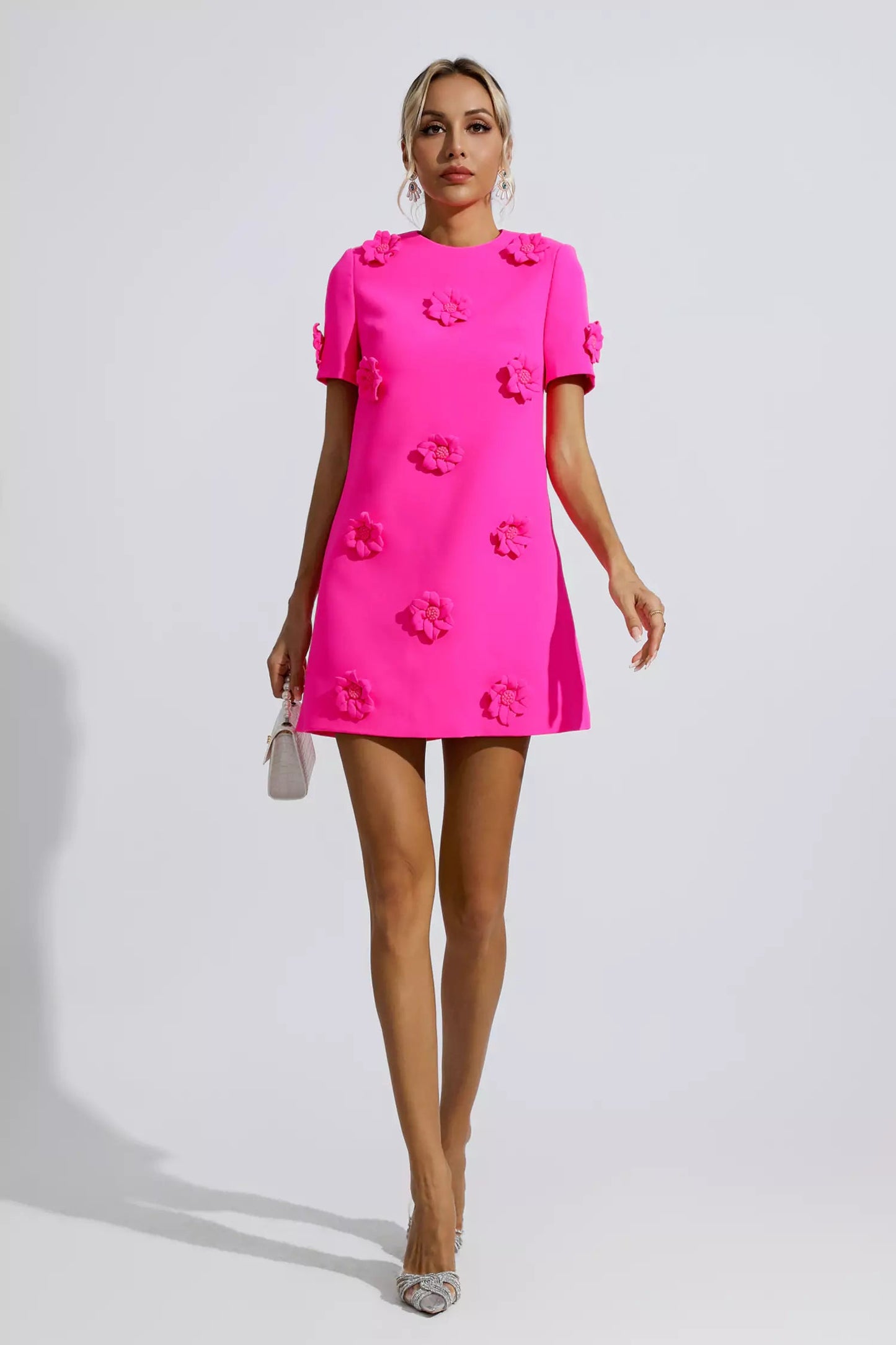 Alison Pink Jacquard Mini Dress