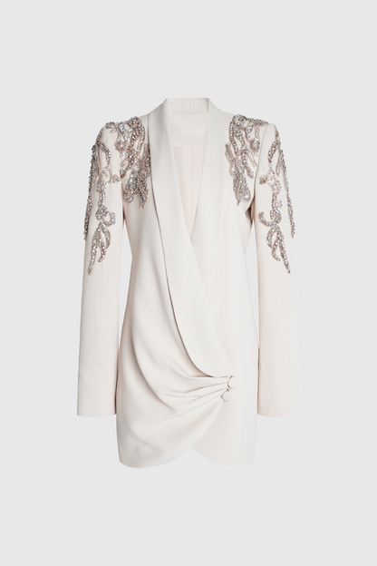 Alliance Rhinestone Ruch Plunge Blazer Mini Dress