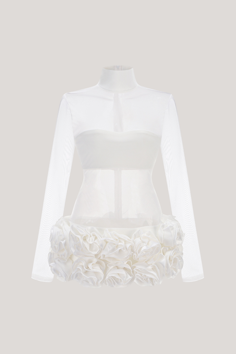 Alona Mesh Flower Mini Dress