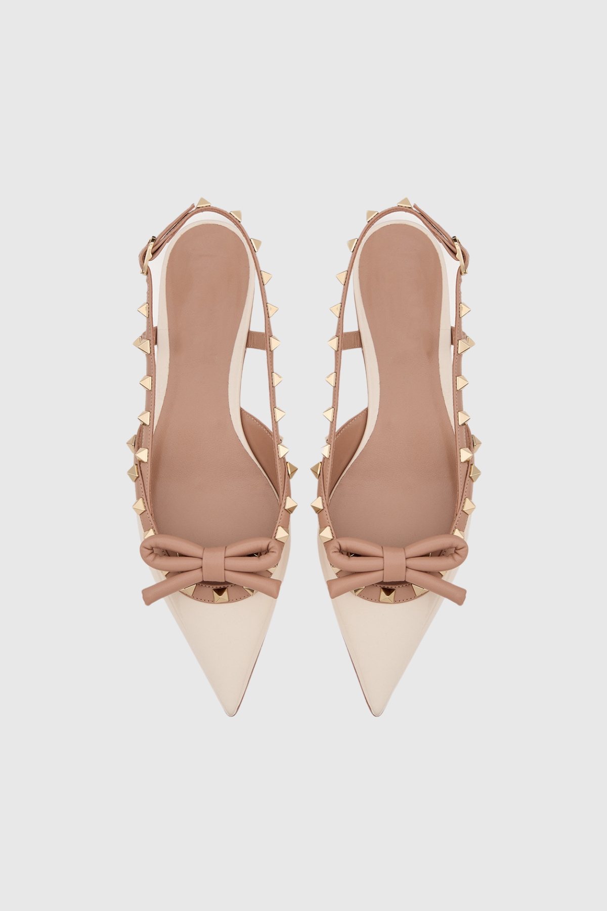 Alpha Studded Bow Flats in Apricot
