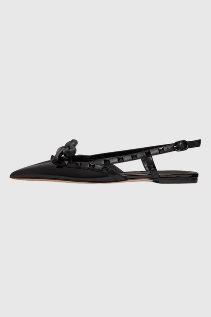 Alpha Studded Bow Flats in Black