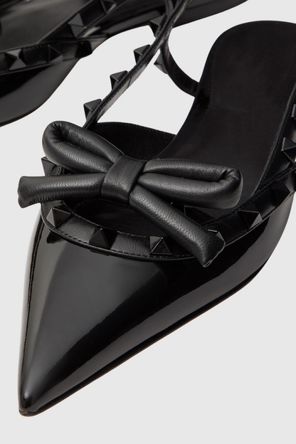 Alpha Studded Bow Flats in Black