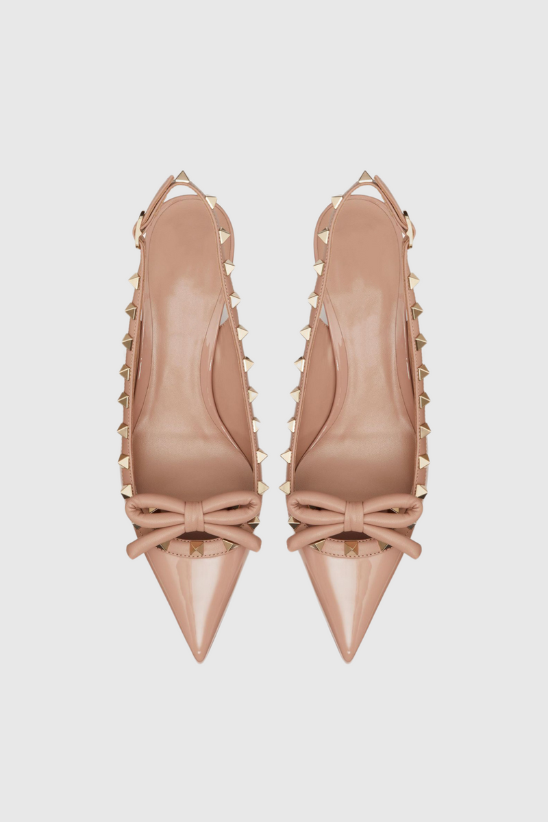 Alpha Studded Bow Flats in Pink