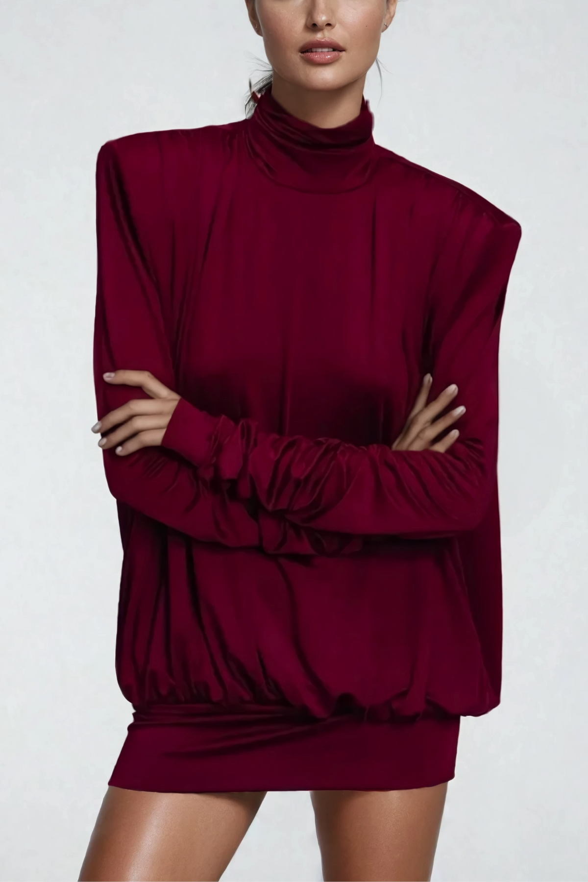 Alphonsus Backless Ruch Mini Dress in Red