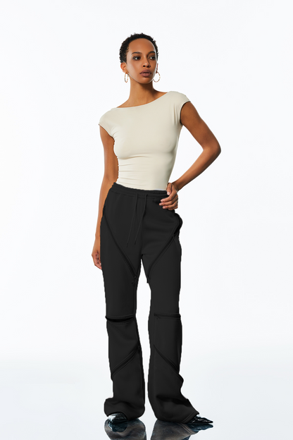 Amal Zipper Deconstruct Pants in Black