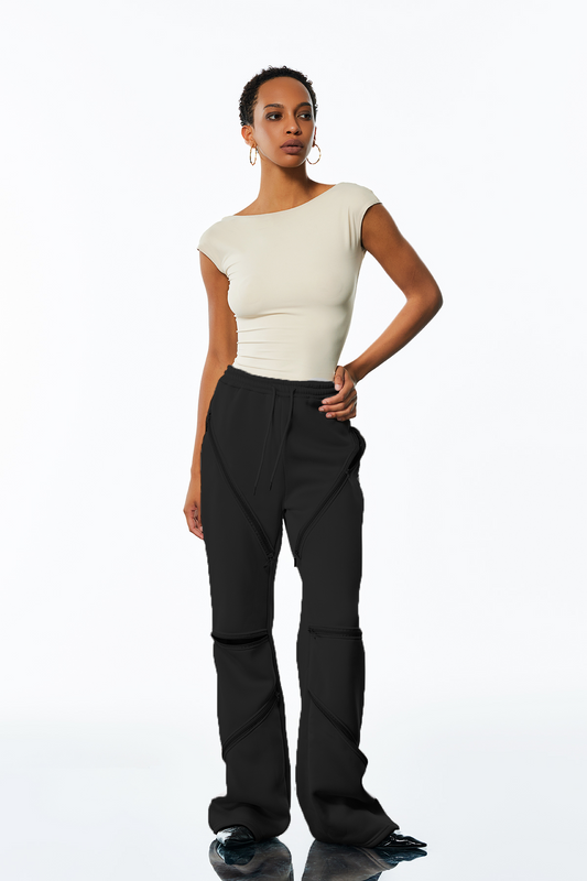 Amal Zipper Deconstruct Pants in Black