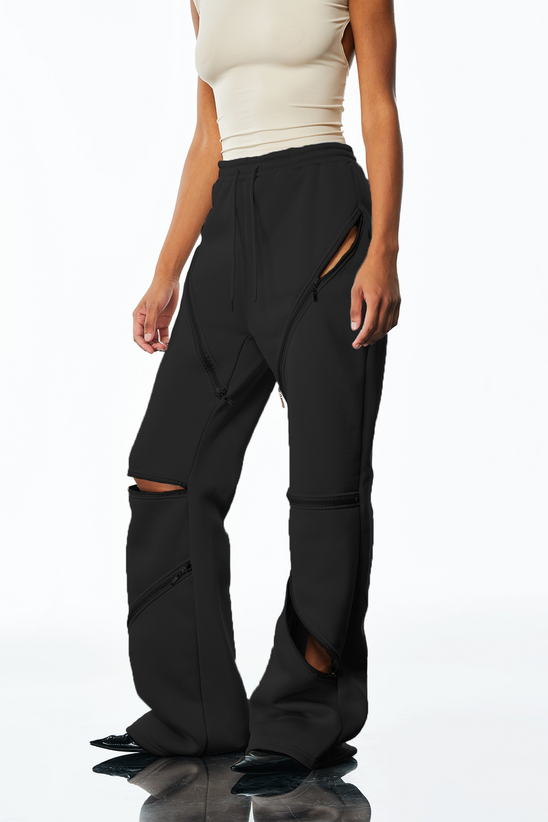 Amal Zipper Deconstruct Pants in Black
