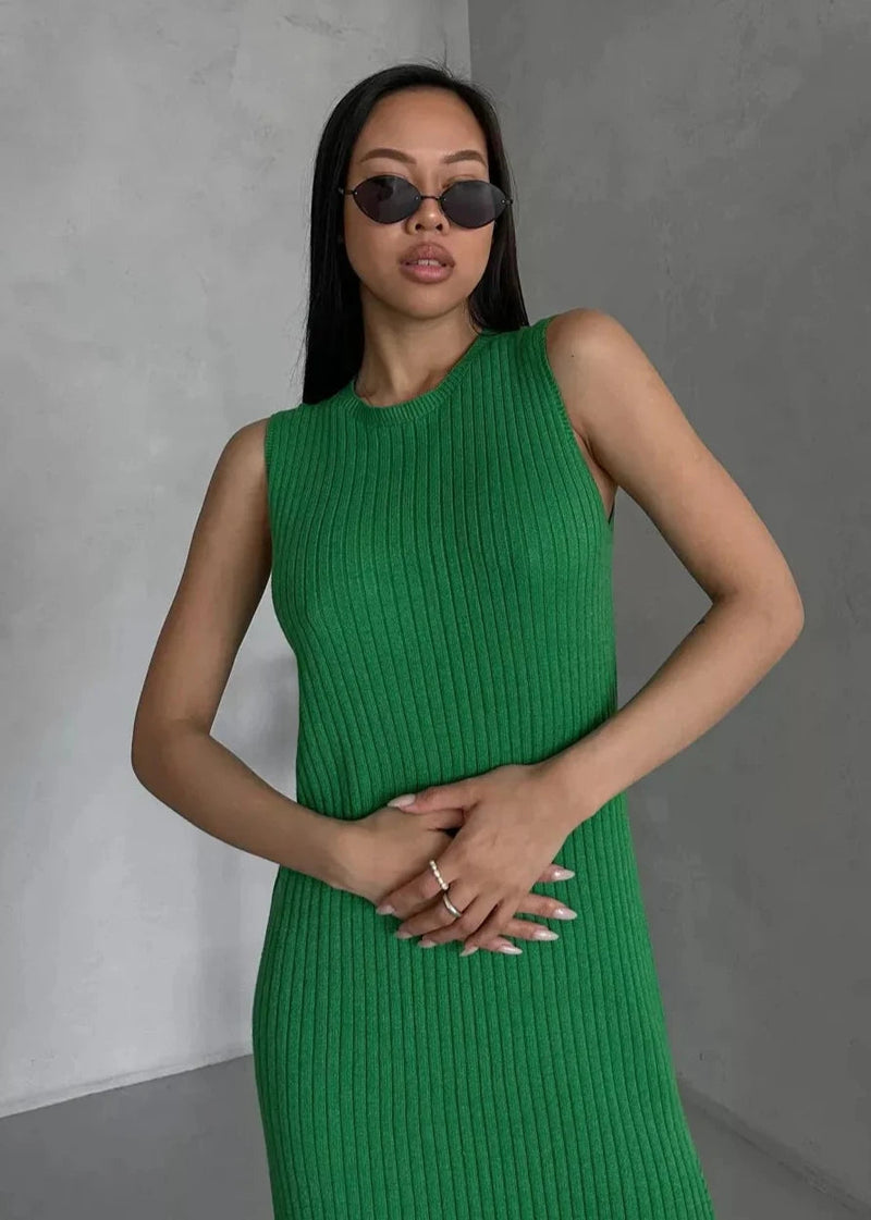 Sleeveless Ribbed Maxi Dress