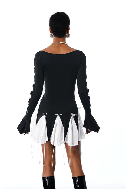 Amarante Bow Ruffle Fringe Mini Dress